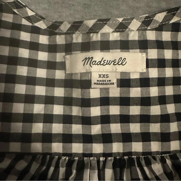 Madewell Wrap Top in Gingham Check short sleeve black and white size XXS - Picture 5 of 8